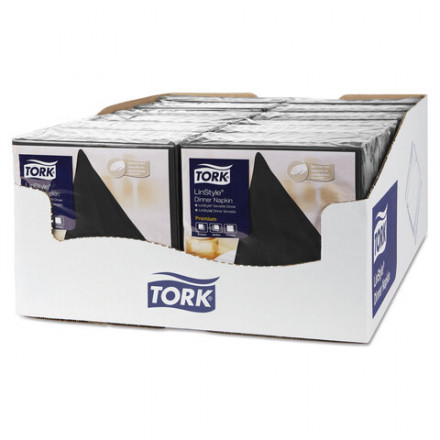 Салфетки бумажные нетканые сервировочные TORK &quot;LinStyle Premium&quot;, 39х39 см, 50 шт., чёрные, 478726
