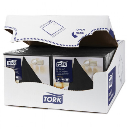 Салфетки бумажные нетканые сервировочные TORK &quot;LinStyle Premium&quot;, 39х39 см, 50 шт., чёрные, 478726