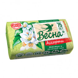 Мыло туалетное 90 г ВЕСНА &quot;Жасмин и зелёный чай&quot;, ГОСТ, 6084