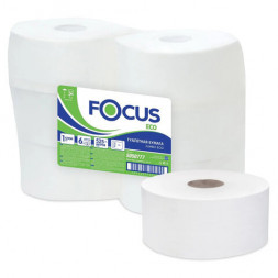 Бумага туалетная БОЛЬШОЙ РУЛОН 525 м, FOCUS (Система Т1) 1-слойная, цвет белый, КОМПЛЕКТ 6 рулонов, 5050777