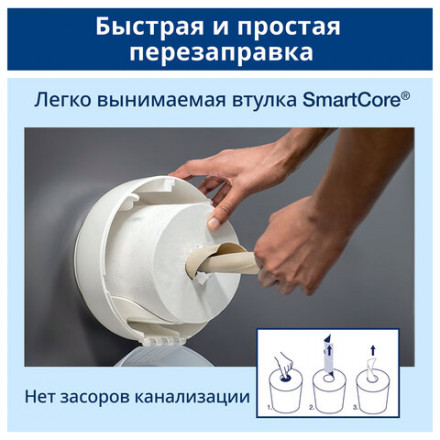 Бумага туалетная 207 м, TORK (Система T8) SmartOne, комплект 6 шт., Advanced, 2-слойная, белая, 472242