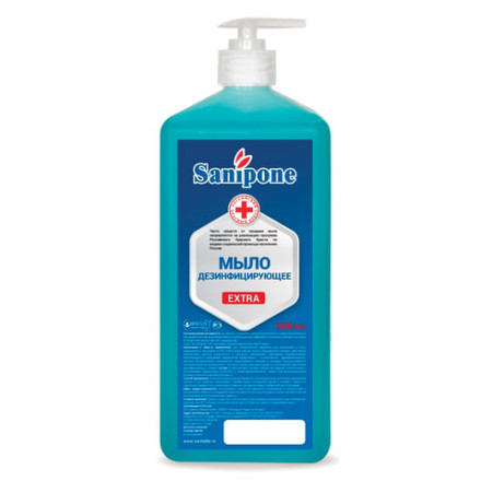 Мыло жидкое дезинфицирующее, 1 л, SANIPONE &quot;Extra&quot; (САНИПОН &quot;Экстра&quot;), дозатор, 1000-С-Б-П-Э