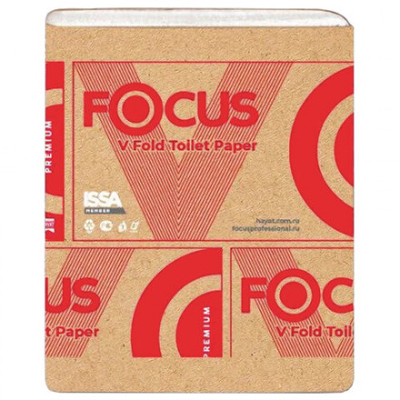 Бумага туалетная Focus (Система T3) Premium, 2-слойная, КОМПЛЕКТ 30 пачек, листовая, 250 листов, V-сложение, 5049979