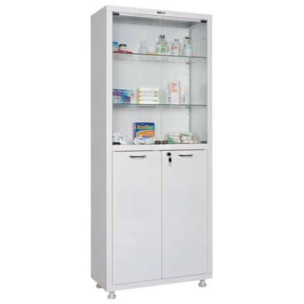 Шкаф медицинский 2-створчатый HILFE &quot;МД 2 1670/SG&quot; 1755х700х320 мм, стекло, белый, S26199203509