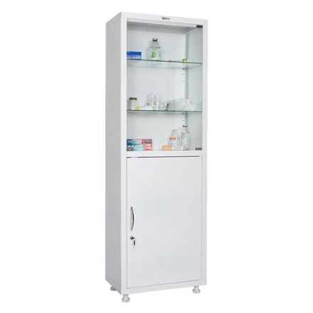 Шкаф медицинский 1-створчатый HILFE &quot;МД 1 1760/SG&quot; 1850х600х400 мм, стекло, белый, S26199204509