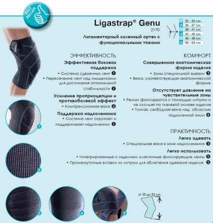 LIGASTRAP® GENU Ортез коленный лигаментарный с функциональными ремнями