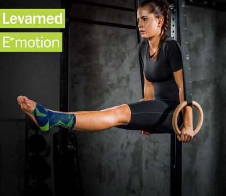 Бандаж спортивный голеностопный с силиконовыми вкладышами LEVAMED E+motion