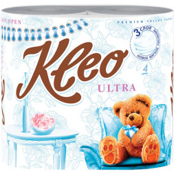 Бумага туалетная бытовая KLEO Ultra, 3-х слойная, спайка (4 шт. х 18 м), C86