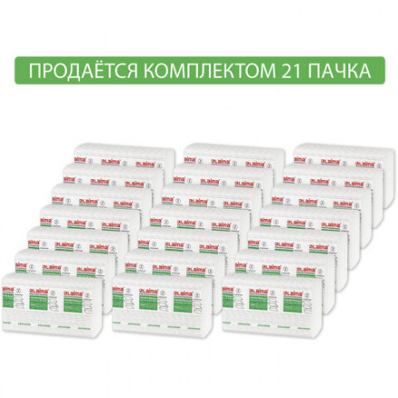 Полотенца бумажные 200 шт., LAIMA (H2) ADVANCED, 2-слойные, белые, КОМПЛЕКТ 21 пачка, 22,5х21,3, Z-сложение, 111337