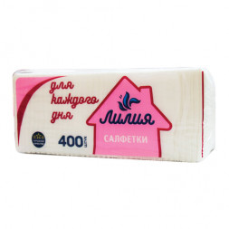Салфетки бумажные, 400 шт., 24х24 см, ЛИЛИЯ &quot;Big Pack&quot;, белые, 0250