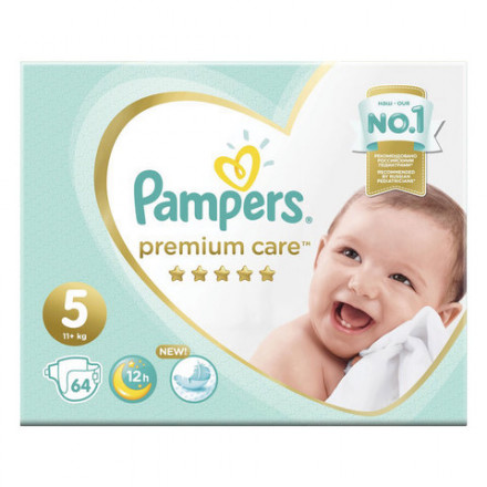 Подгузники, 64 шт., PAMPERS (Памперс) &quot;Premium Care&quot;, размер 5 (11+ кг), 1210792