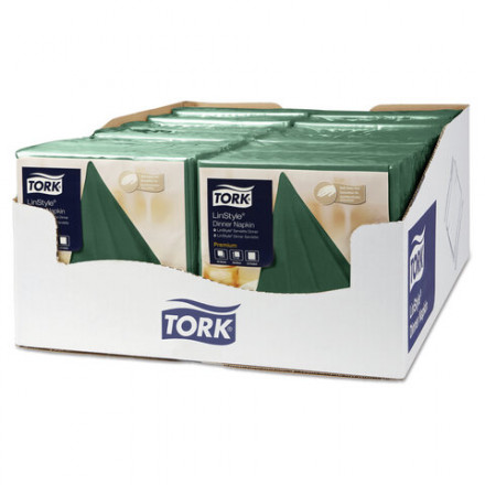 Салфетки бумажные нетканые сервировочные TORK &quot;LinStyle Premium&quot;, 39х39 см, 50 шт., темно-зеленые, 478847