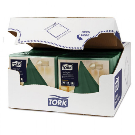 Салфетки бумажные нетканые сервировочные TORK &quot;LinStyle Premium&quot;, 39х39 см, 50 шт., темно-зеленые, 478847